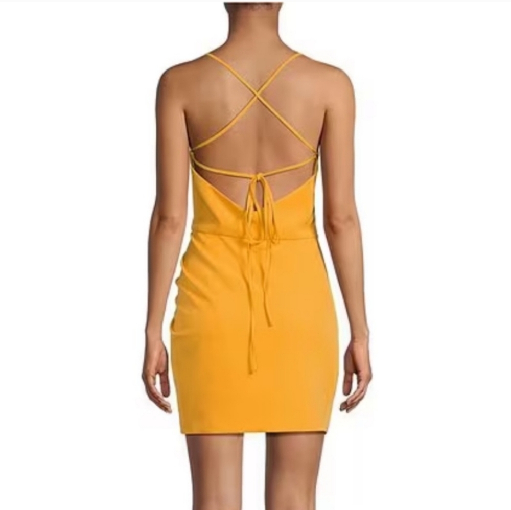 NWT Gianni Bini Women’s  yellow orange Spaghetti Strap Mini Dress Open… NWT